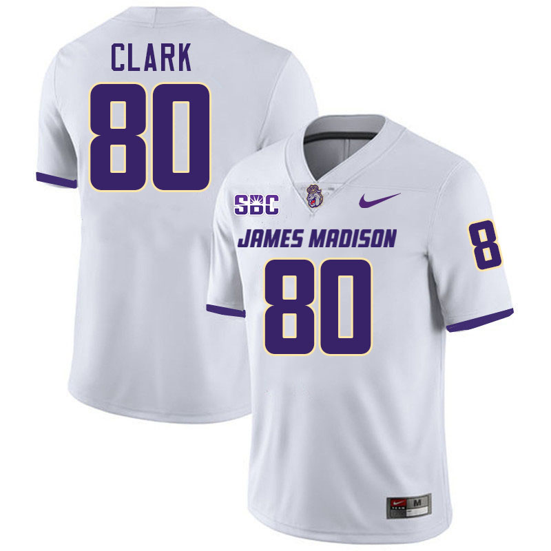 #80 Gary Clark JMU Jersey,James Madison Dukes Football Jerseys Stitched-White